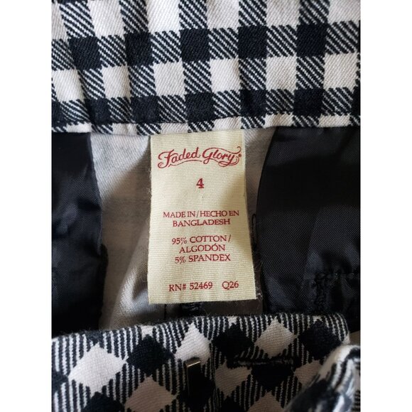 Faded Glory black and white, gingham print ankle, cropped pants, size 4 - Picture 6 of 7